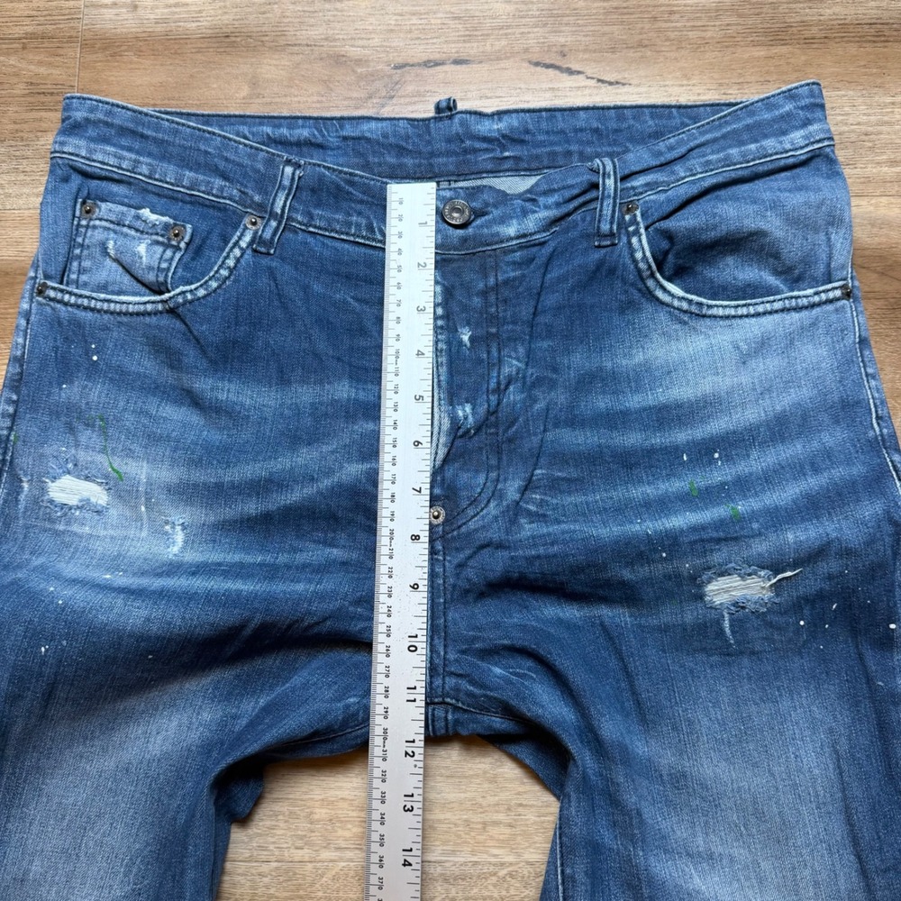 Dsquared2 Cool Guy Jeans Mens 54 Blue Distressed Paint Splatter Made in Italy - Picture 11 of 14